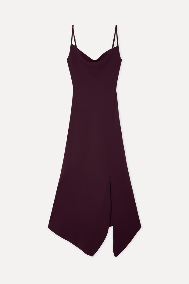 Women's Burgundy Slit Flared Midi Dress
