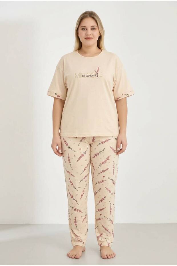 Large Size Short Sleeve Milan Fabric Women's Pajama Set