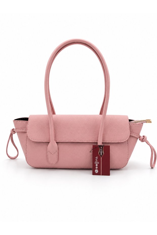 Berlin Baguette Women's Shoulder Bag with Knot Detail on the Covered Edges, Powder