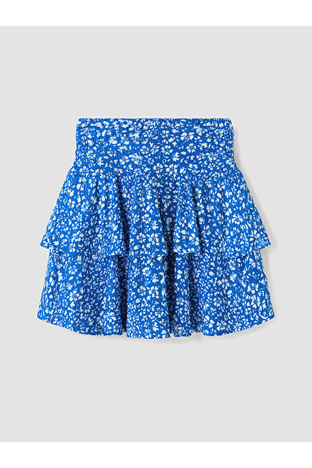 Nevavm Patterned Mini Skirt with Elastic Waist