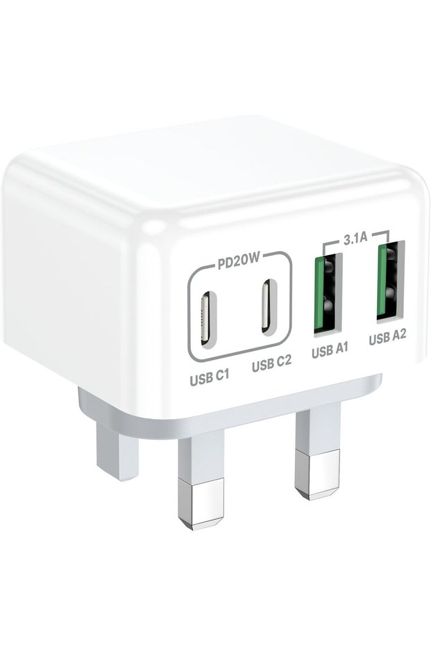 URBAN USB C Charger 4-Port 40W iPhone Fast Charger Multiple USB Plug Type C Adapter with Double US