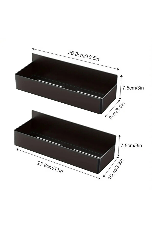 Black-2pcs 2/4pcs Magnetic Storage Rack Home Punch Free Refrigerator Storage Basket Kitchen Seasonin