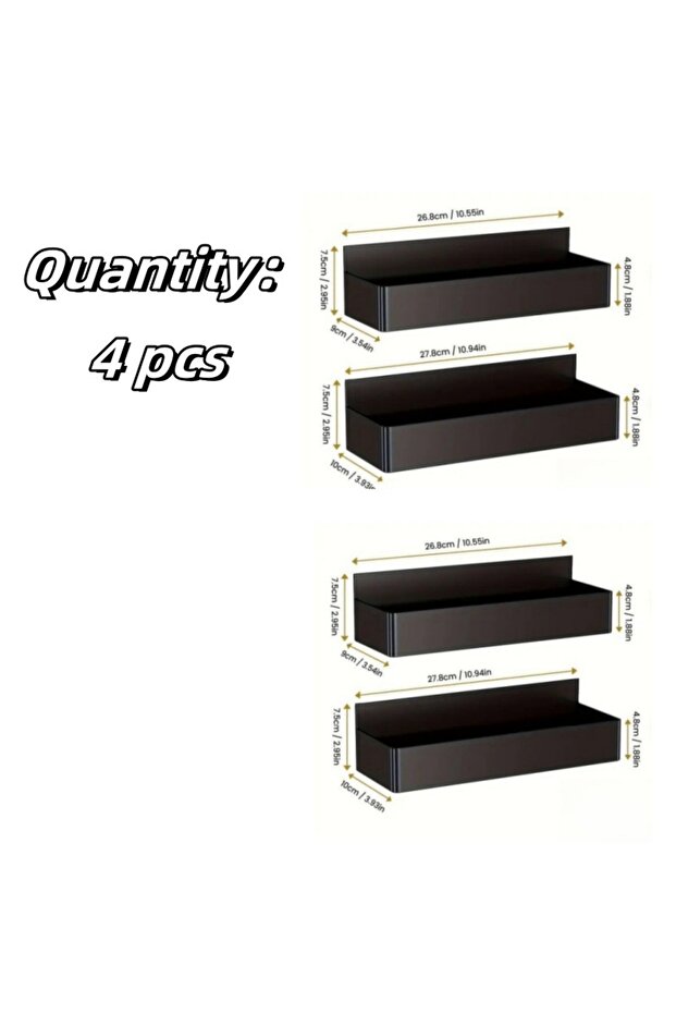 Black-4pcs 2/4pcs Magnetic Storage Rack Home Punch Free Refrigerator Storage Basket Kitchen Seasonin