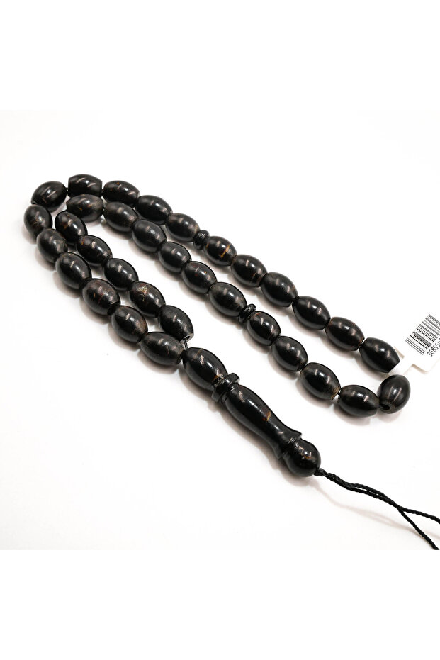 Simple Yusr Rosary 33 Beads 8.5x11.5mm Black Oval Beads 24g