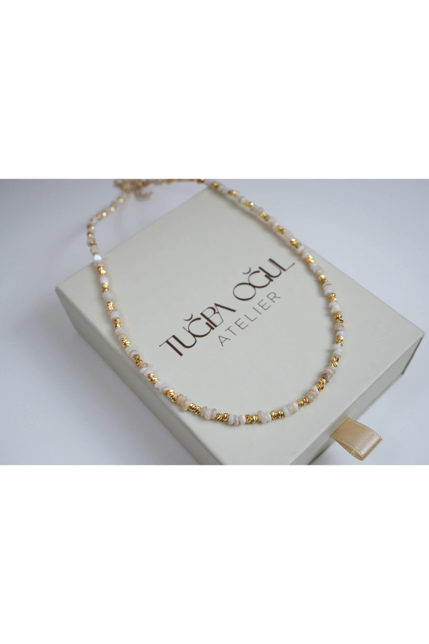 Ykl091 Dori̇ka Detailled Coral Stone Necklace