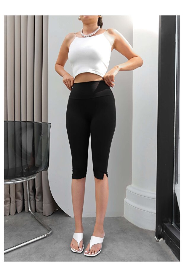 Corset Detailed Capri Leggings Pants