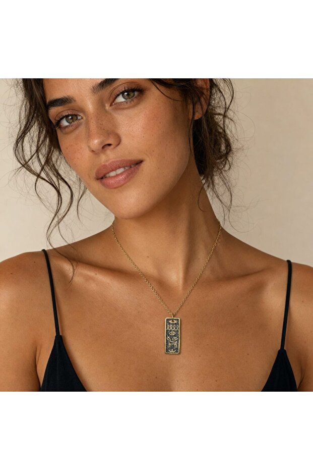 Hieroglyphs Stele Pendant Gold Color Meaningful Gift Stylish Accessory