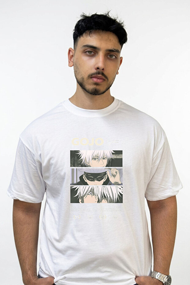 Gojo Satoru_16 Design Printed Oversize White T-Shirt
