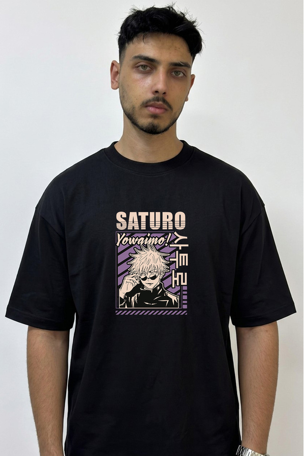 Gojo Satoru_37 Design Printed Oversize Black T-Shirt