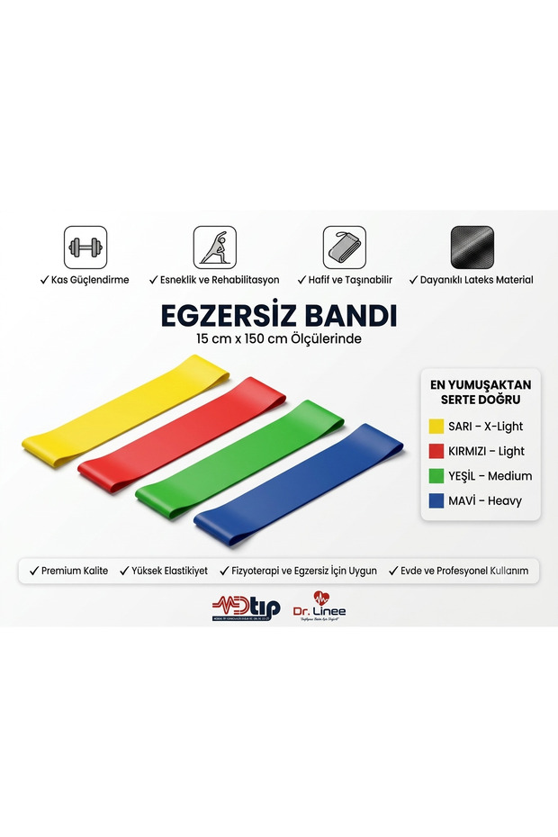 Exercise Band 15X150 cm Pilates Yoga Physiotherapy and Rehabilitation Resistance Band - Blue