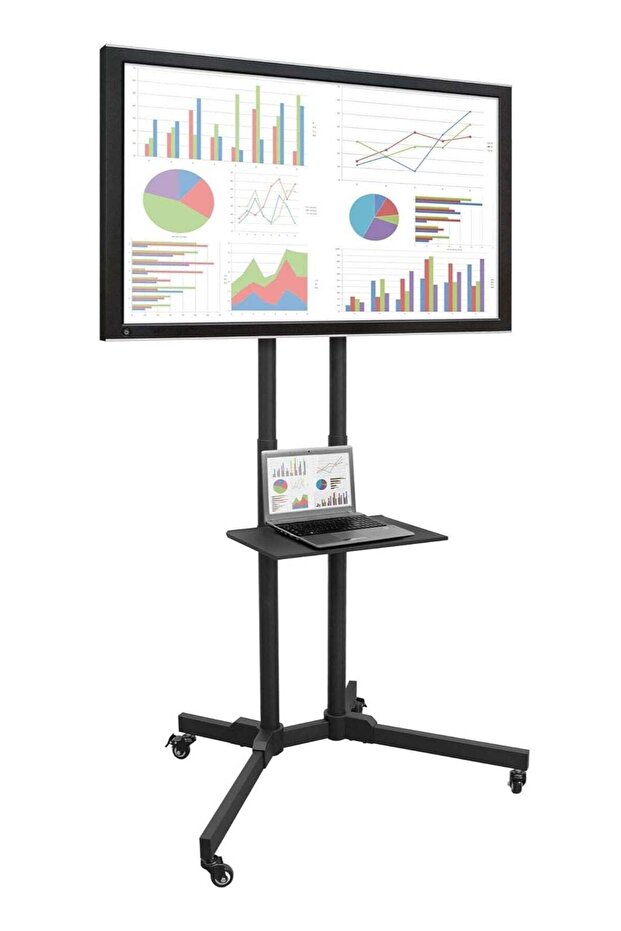 Rolling TV Cart for 32' to 65' LCD LED Plasma Flat Panel Screen | Mobile Stand with Wheels