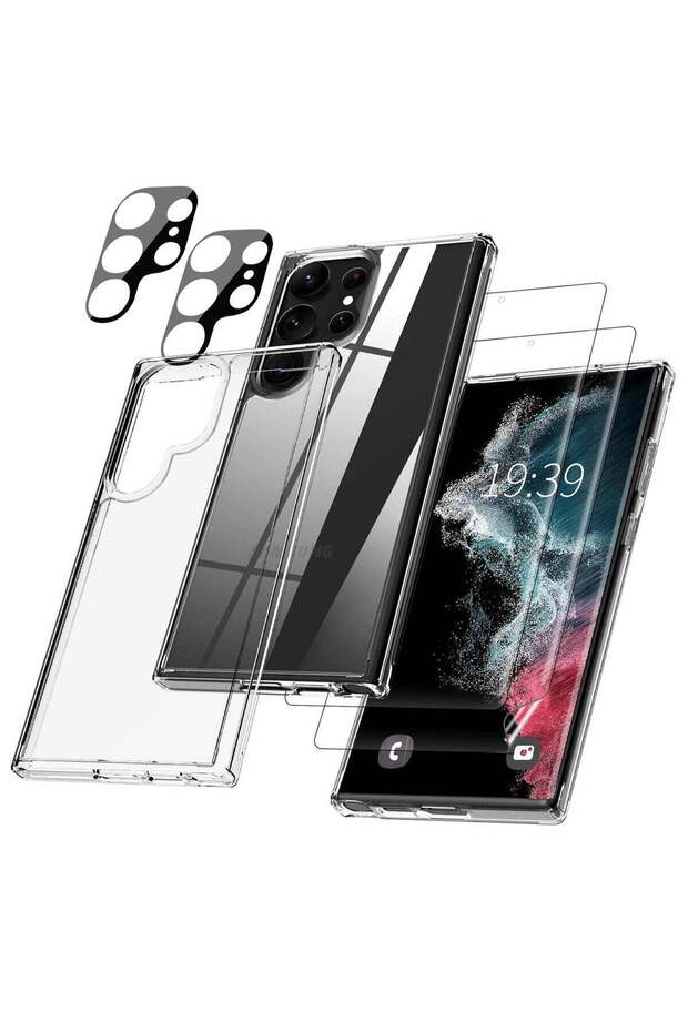 Galaxy S22 Ultra Case Bundle - Includes 2 HD Screen Protectors & 2 Camera Lens Protectors