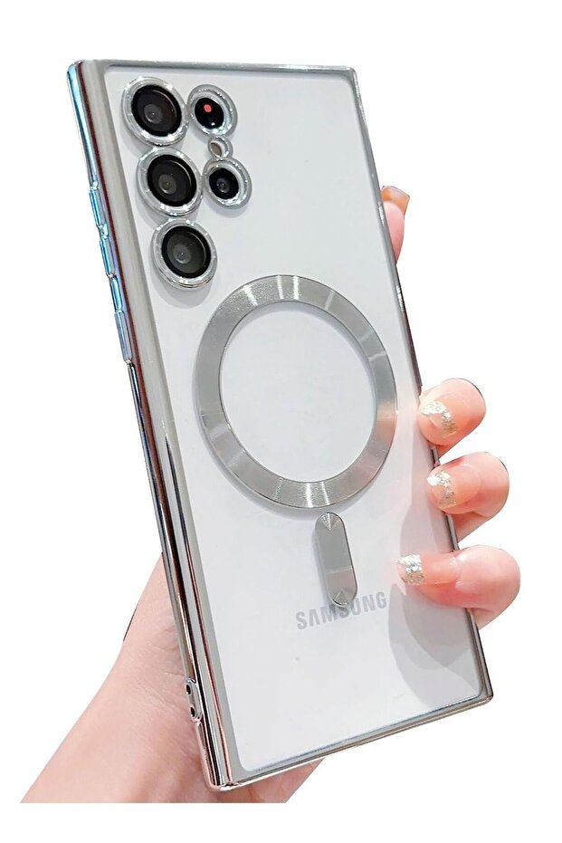 Magnetic Case for Samsung Galaxy S23 Ultra 5G with Full Camera Lens Protection (White)