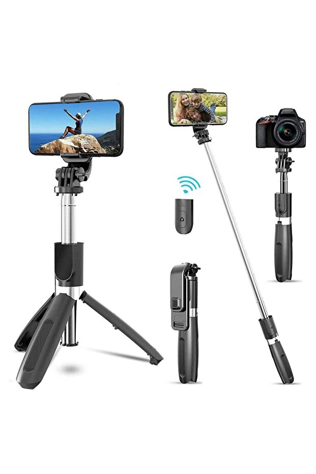 3 in 1 Extendable Selfie Stick Tripod with Detachable Bluetooth Wireless Remote Phone Holder for iPhone 12/Xs/iPhone 8/iPhone 11/11pro