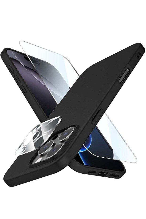 Ultra-Thin Matte Black iPhone 16 Pro Case – Shockproof, Anti-Scratch with Enhanced Camera Lens & Screen Protectors
