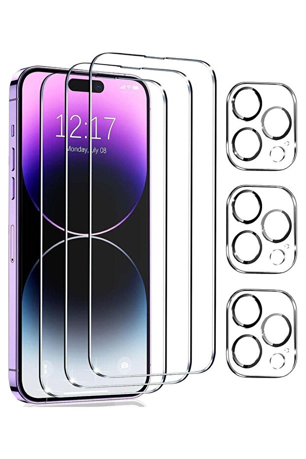 iPhone 15 Pro Max Screen Protector with Camera Lens Protector, 9H Tempered Glass Film, HD Clear Full Coverage