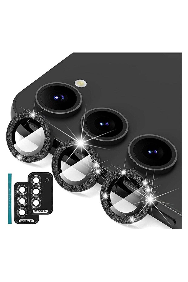 [3+3 PCS] for Samsung Galaxy S23/ S23 Plus Camera Lens Protector, Premium Tempered Glass Glitter Camera Lens Protector