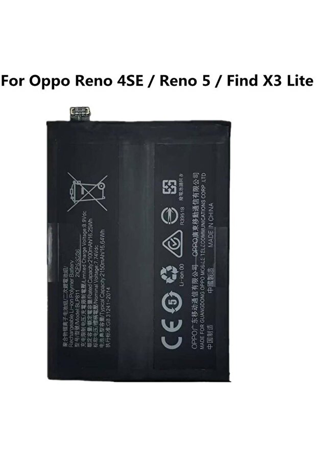 High-Quality Original Replacement Battery for Oppo 4SE, Reno 5, and Find X3 Lite – Black