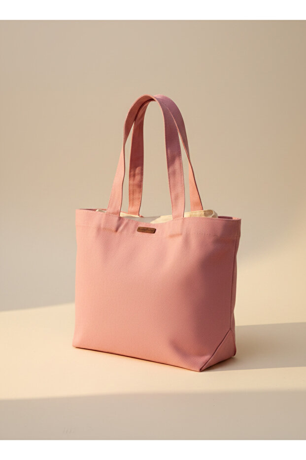 Minimalist Peach Pink Canvas Tote Bag