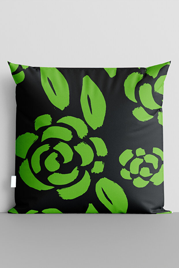 غطاء وسادة مطبوع رقميًا على الوجهين من Green Flowers - 7238