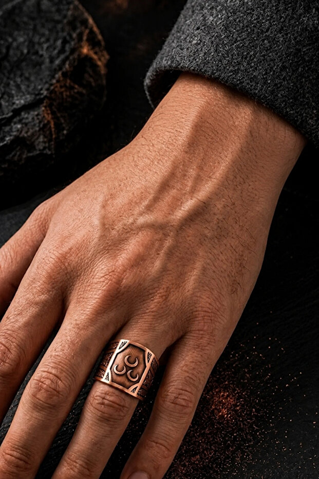 Men's Copper Ring Authentic Handcrafted Adjustable Design - 2