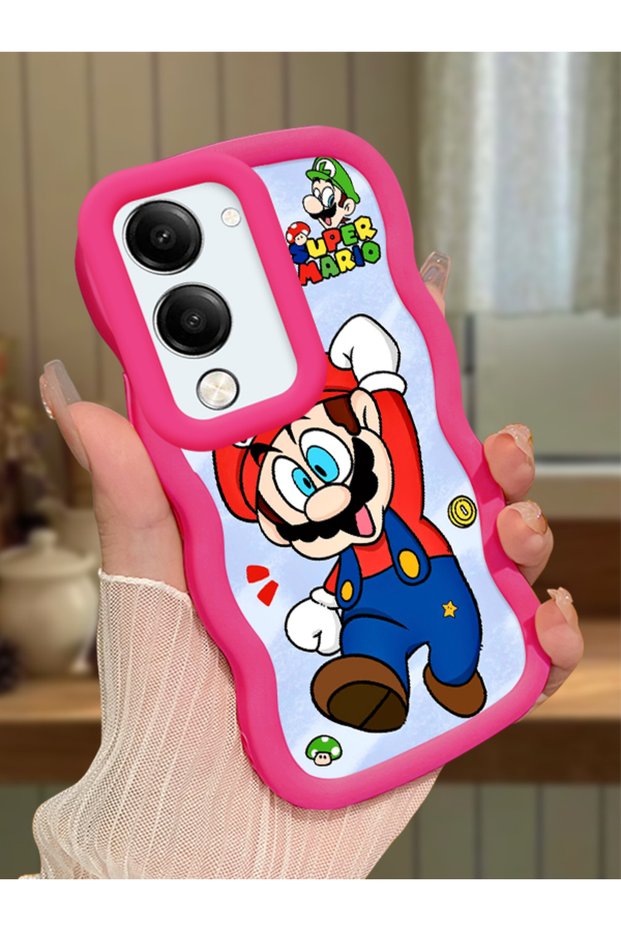Vivo Y19E Compatible Case Camera Protector Red Silicone Couple Phone Case Mario Pattern