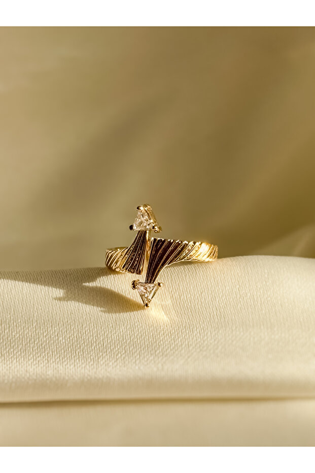 خاتم فولاذي قابل للتعديل ذهبي اللون