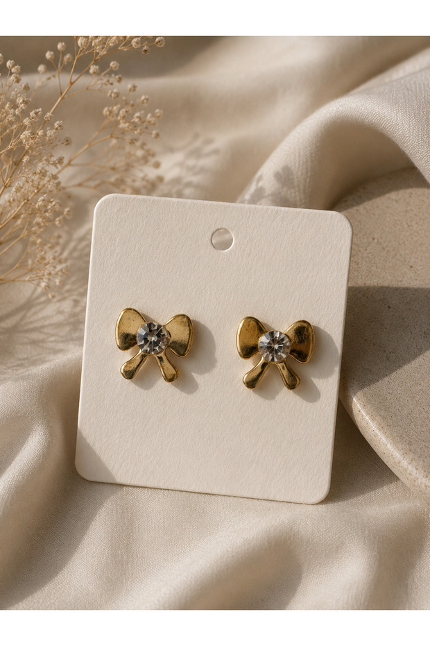 Golden Bow Spark Stud Earrings