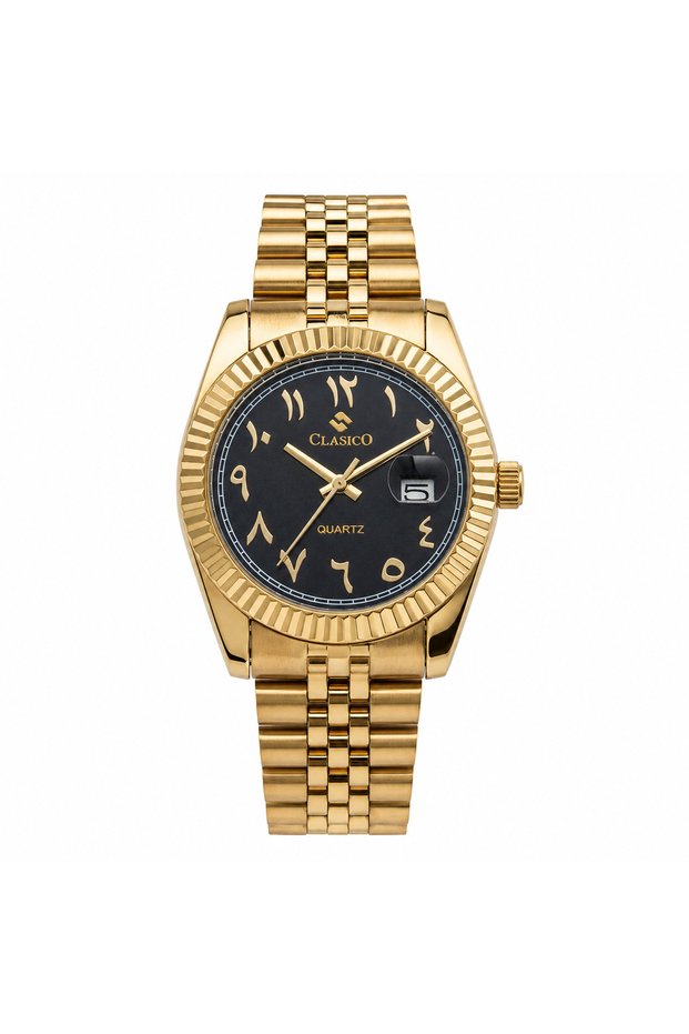 Royale Men's Luxury Watch – Arabic Numeral Dial, Fluted Bezel, Date Display & Premium Stainless Steel Jubilee Bracelet
