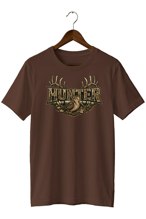 تي شيرت رجالي مطبوع بتصميم خاص من نوع Camouflage Hunter Skull
