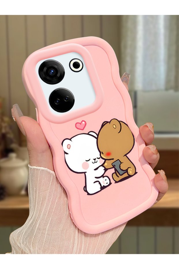 Tecno Camon 20 Compatible Case Camera Protector Pink Silicone Couple Phone Case Cute Pattern
