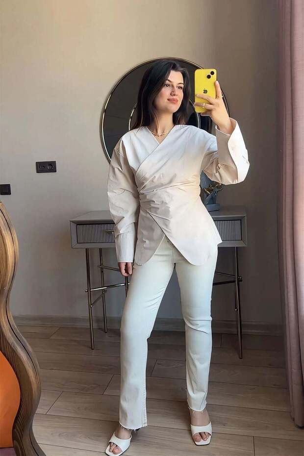 Premium cotton fabric wrap shirt