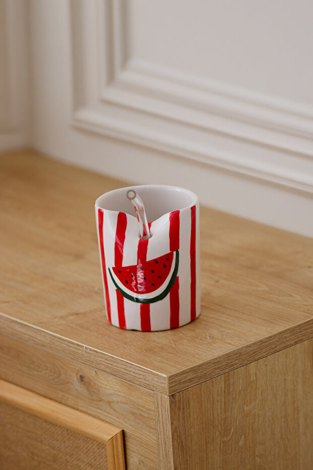Karpuz Ceramic 300 ml Ceramic Mug/ Without Straw / (Straw Is Not Included)