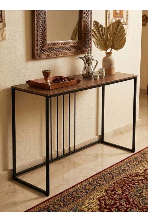 طاولة كونسول مستطيلة بإطار معدني 120x40x80 سم - 3