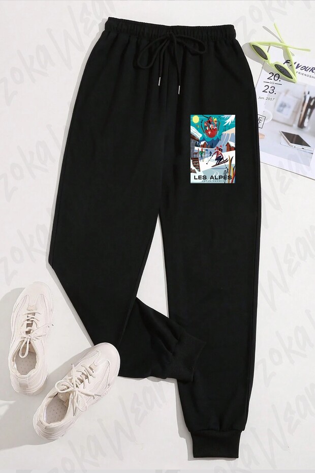 Unisex Les Alpes Ski Printed Sweatpants