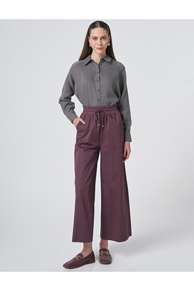High Waist Wide Leg Pants Cocoa Powder