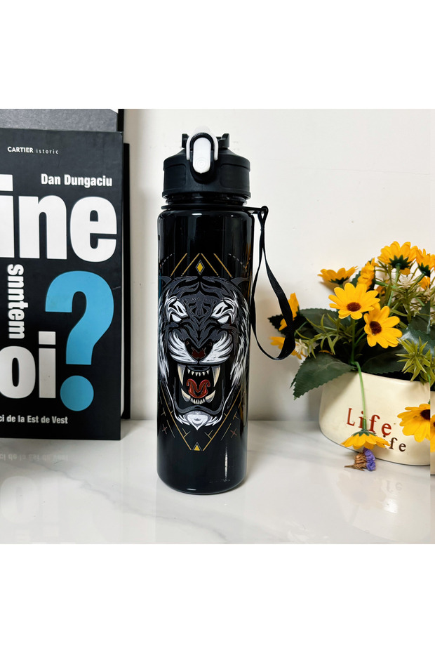 0.75L C Cute Lion Tiger Cow Pattern 750ml Water Cup Portable for School Gym Camping Gift for Friends