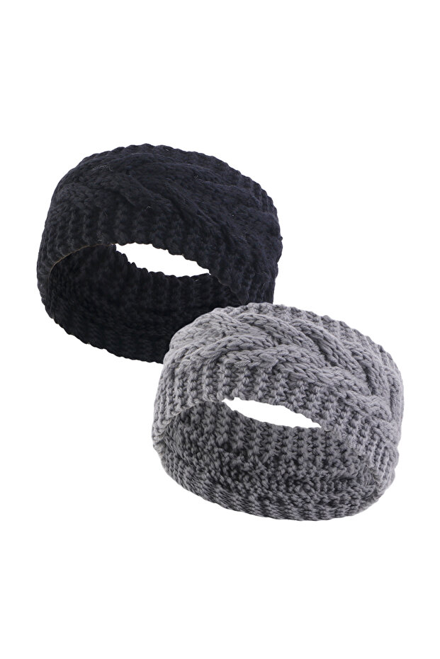 One Size BK GY 3PCS/LOT Fried Dough Twists wool hair band Winter Knitted Inner Layer Windproof and K