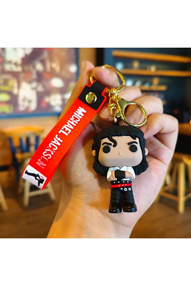 1PCS ZX4035 1PCS or 10 PCS Michael Jackson Keychain Music Idol Doll Machine Key Chain