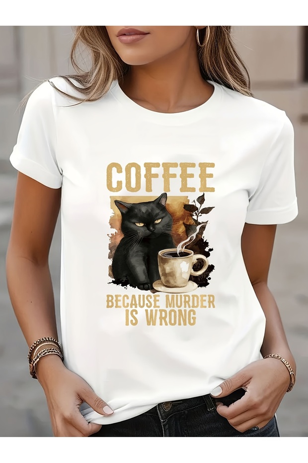 تي شيرت برقبة دائرية مطبوع عليه Coffee Lover، قميص بأكمام قصيرة مناسب لجميع المواسم