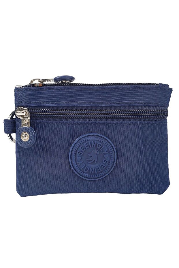 DARK BLUE Canvas Money Coin Purse 2023 New with Key Ring Waterproof Holoder Wear-resista