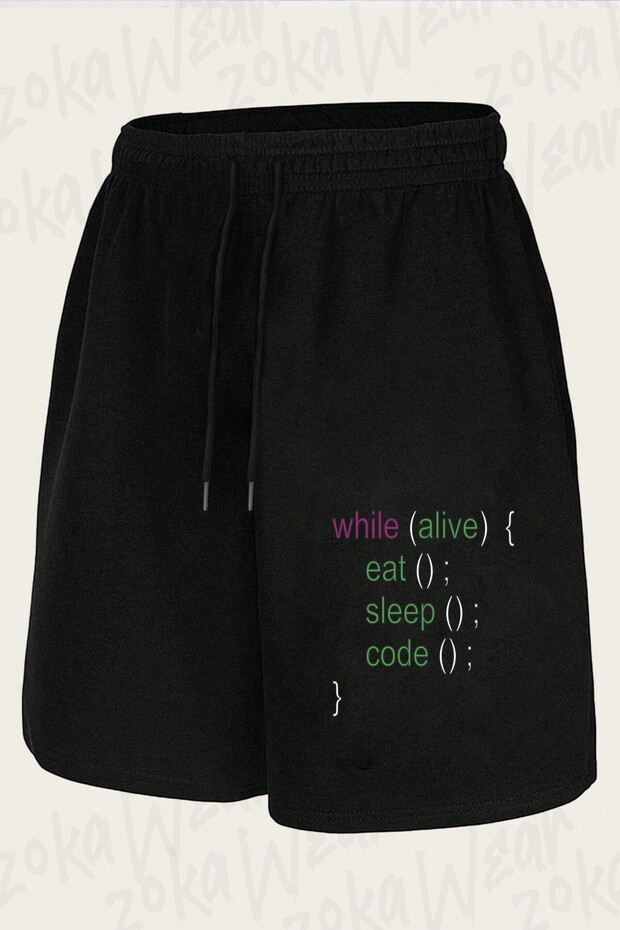 شورت مطبوع بتصميم Eat Sleep Code Repeat للجنسين