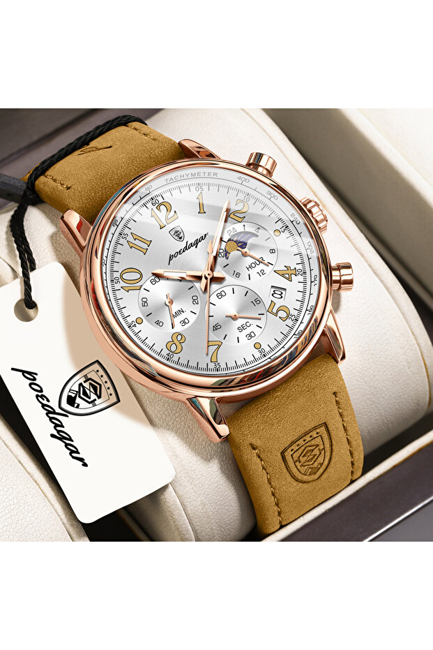 808 RoseGold White Luxury Men's Watch Waterproof Luminous Date Chronograph Man Clock Nylon Leather