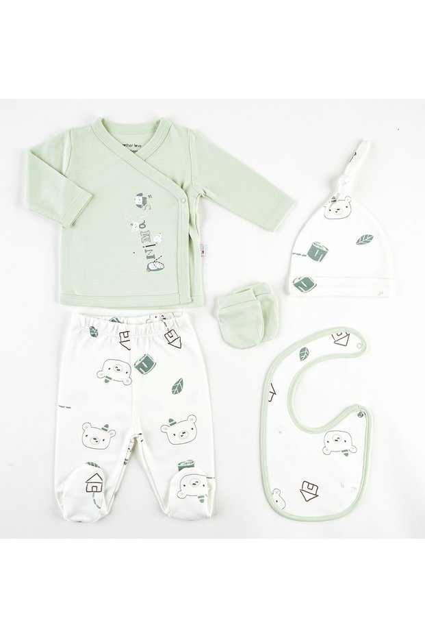 100% Organic Cotton 5-Piece Hospital-Issued Newborn Baby Clothing Set
