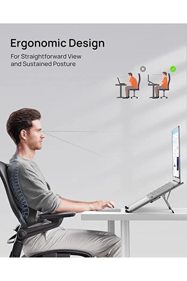 Foldable Adjustable Laptop Stand – Portable Ergonomic Notebook Riser - 8