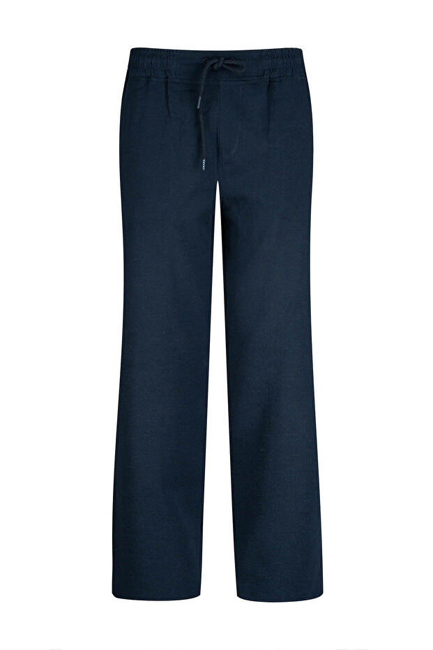 Navy Blue Regular Fit Side Pocket Cotton Trousers