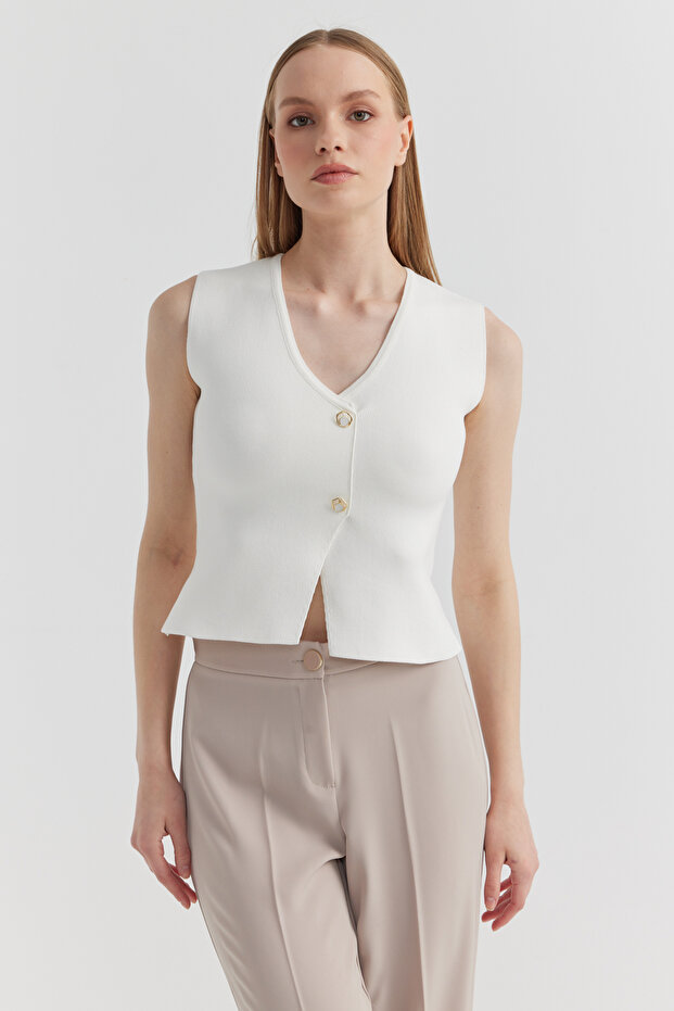 Women's Buttoned Knitwear Vest