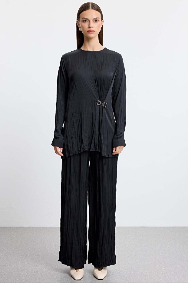 Drapeli Tunic Trouser Suit Black