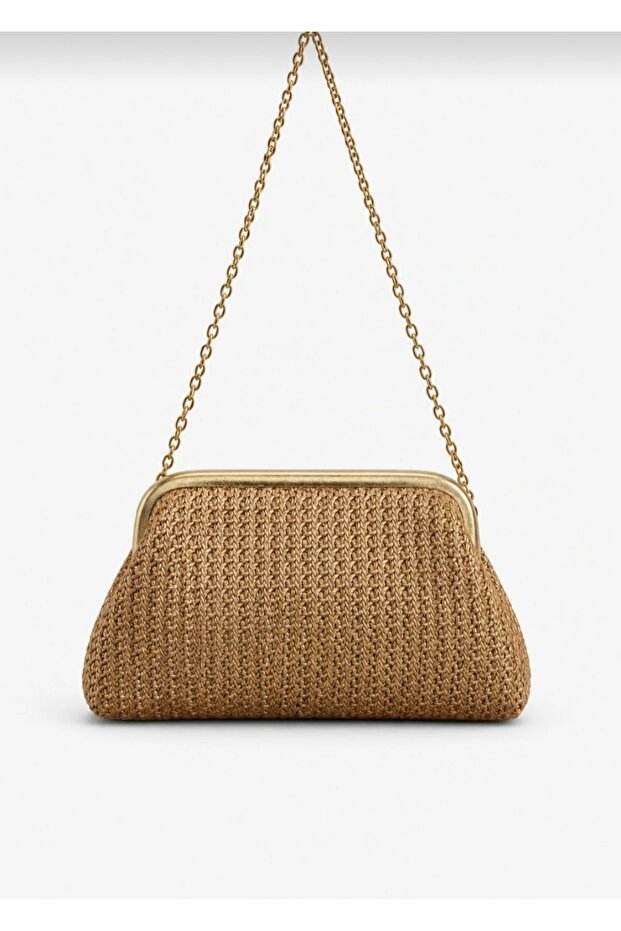 حقيبة يد نسائية من القش وحقيبة كتف