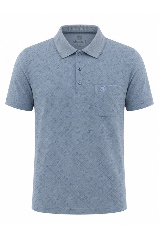 Simenti Large Size Men's T-Shirt with Collar and Short Sleeves with Pockets 7730